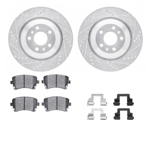 Dynamic Friction Co 7512-73058, Rotors-Drilled and Slotted-Silver w/ 5000 Advanced Brake Pads incl. Hardware, Zinc Coat 7512-73058